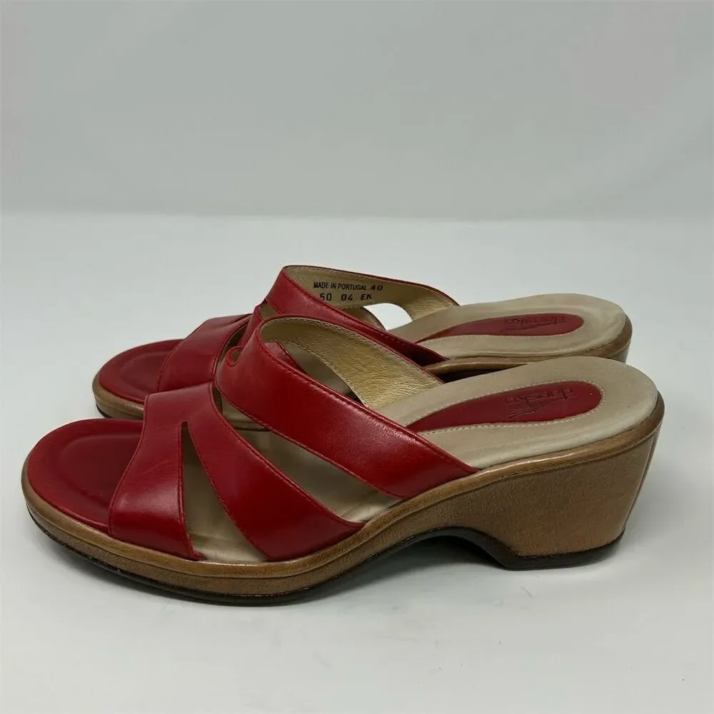 Dansko Red Strappy Leather Wedge Sandals Size 40 (US 9.5-10) Open Toe Casual - Picture 6 of 11